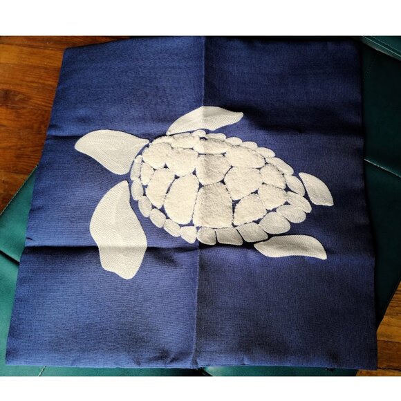 Decorative Throw Pillow Cover Nautical Sea Turtle Embroidered Case Beach Decor - Picture 5 of 11